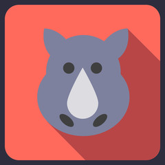 rhino flat icon with long shadow
