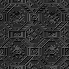 Dark 3D paper art 494 polygon square cross triangle check
