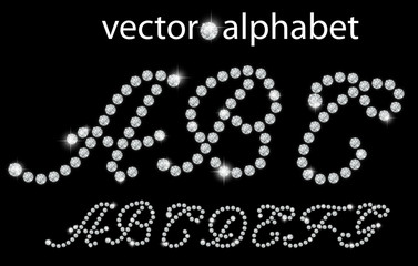 Diamond alphabet, letters from A to G, vector illustration