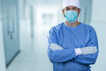 doctor surgeon standing in the hospital hallway