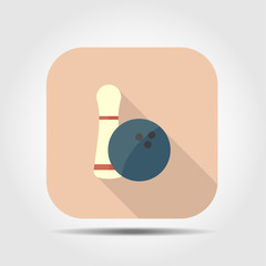 bowling flat icon with long shadow