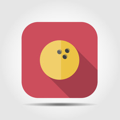 bowling ball flat icon with long shadow