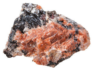 natural red granite mineral isolated