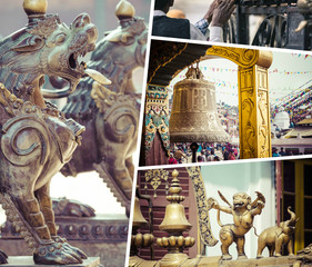 Fototapeta na wymiar Collage of Kathmandu (Nepal) images - travel background (my phot