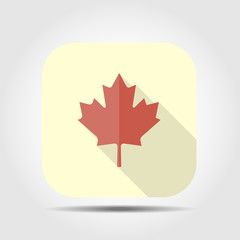 canadian leaf flat icon with long shadow