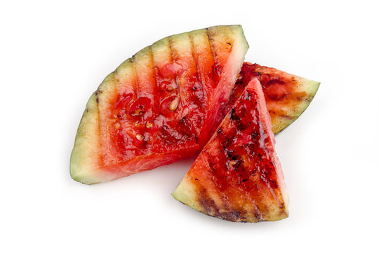 Grilled Watermelon On A White Background