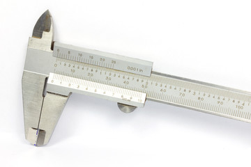 calipers. measuring instrument on white paper Background.