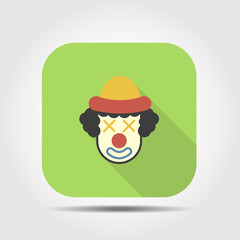 clown flat icon with long shadow