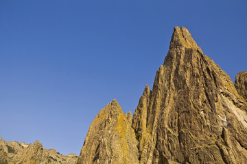 Sharp mountain peaks of the ancient volcano.