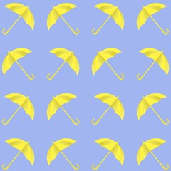 Fototapeta na wymiar Seamless texture yellow umbrellas on blue, vector illustration