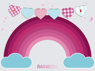 Kids pink rainbow and buntig background