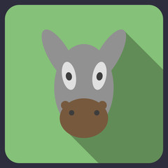 donkey flat icon with long shadow