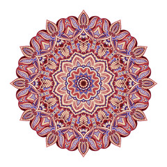 Watercolor mandala in indian style. Traditional lace isolated on white background.
