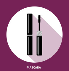 Mascara, woman cosmetics for eye makeup. Beauty store, shop,  vector flat illustration