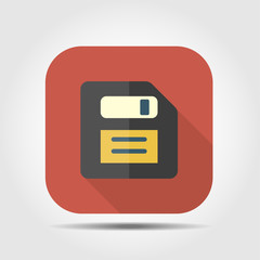 floppy disc flat icon with long shadow