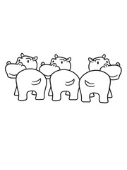 three 3 friends group team party popo ass butt funny comic dick happy cartoon sweet little cute baby hippopotamus child