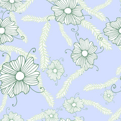 Painted flowers ~ seamless vector background