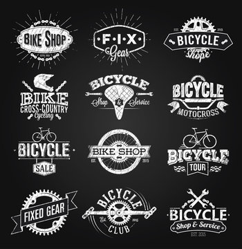 Typographic Bicycle Label and Logo chalk drawing