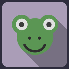 frog flat icon with long shadow