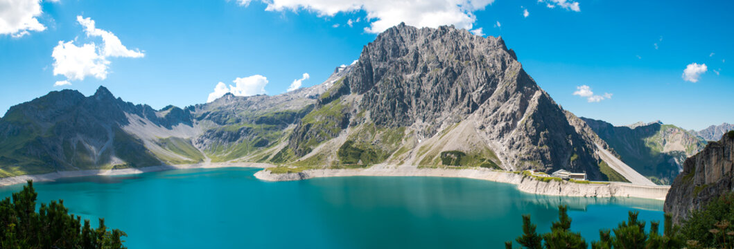 Lake Luenersee in Vorarlberg / Panorama of Luenersee in Austria