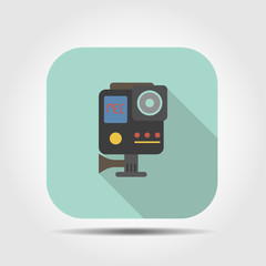 Naklejka premium action camera flat icon with long shadow