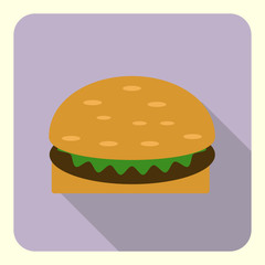 burger flat icon with long shadow