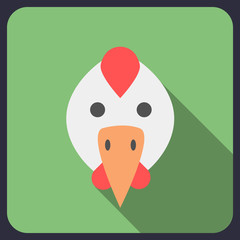 hen flat icon with long shadow