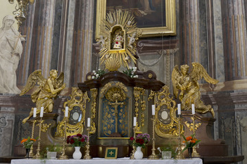 Interior of baroque Basilica of the Visitation Virgin Mary, place of pilgrimage, Hejnice, Czech Republic
