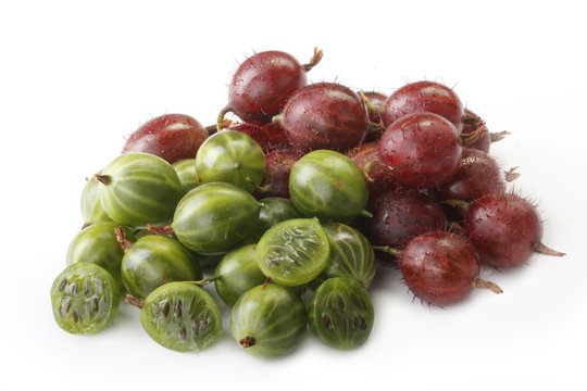 red and green gooseberry isolated