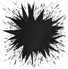 Abstract black elements explosion, bang, vector illustration