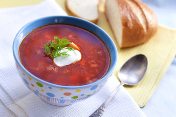 Borsch - traditional Ukrainian beetroot and cabbage soup