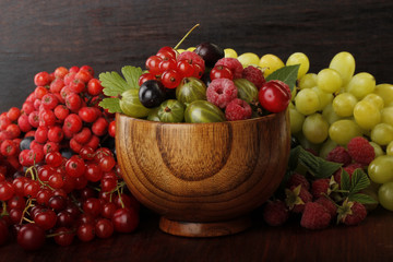 berries on wooden background