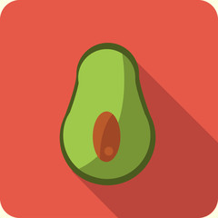 avocado flat icon with long shadow