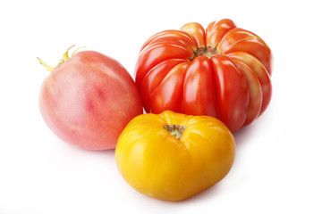 red and yellow tomatoes isolated