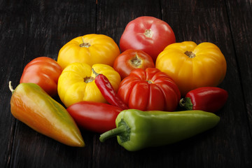 vegetables on wooden background