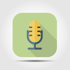 retro microphone flat icon with long shadow