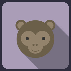 monkey flat icon with long shadow