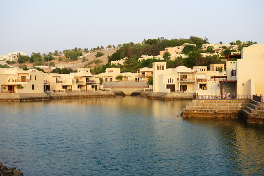 The luxury hotel during sunset, Ras Al Khaima, UAE