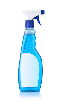 Blue Glass Cleaner Bottle With Blank Label