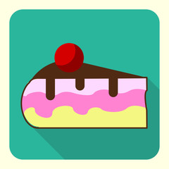 cake flat icon with long shadow