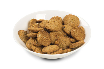 Group of cookies on the plate. Integral Cookies.