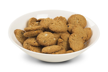 Group of cookies on the plate. Integral Cookies.