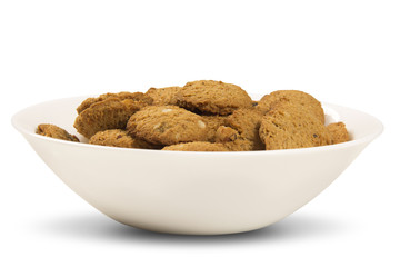 Group of cookies on the plate. Integral Cookies.