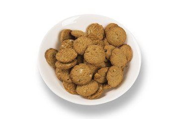 Group of cookies on the plate. Integral Cookies.