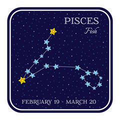 Pisces zodiac constellation in square frame