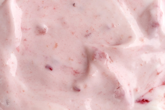 Raspberry yogurt close view