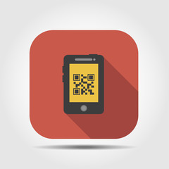 QR code flat icon with long shadow
