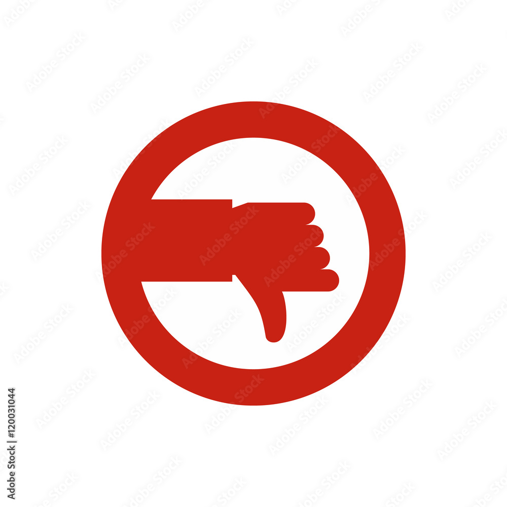 Aufkleber hand down in circle icon in flat style isolated on white background. click and choice symbol vector 