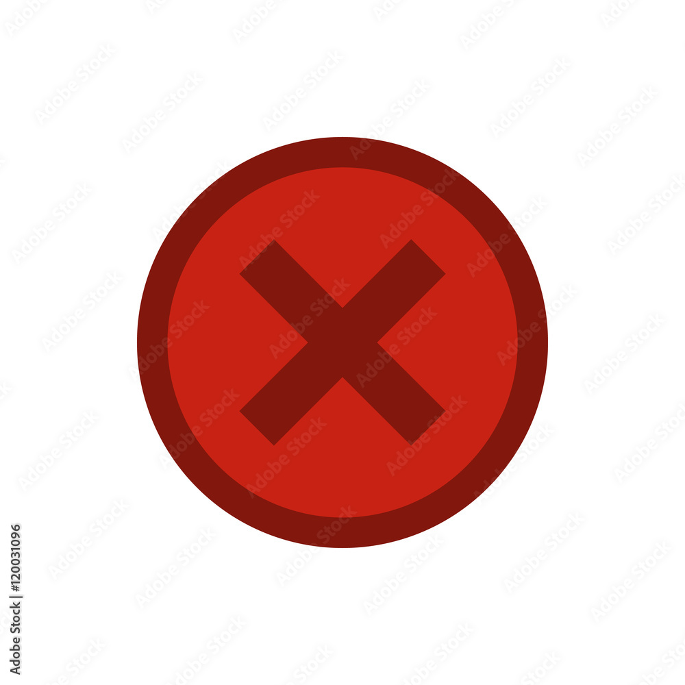 Poster sign selection cross in circle icon in flat style isolated on white background. click and choice sym