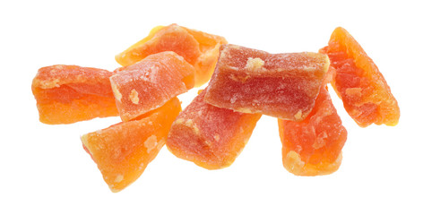 Sugared papaya on a white background.